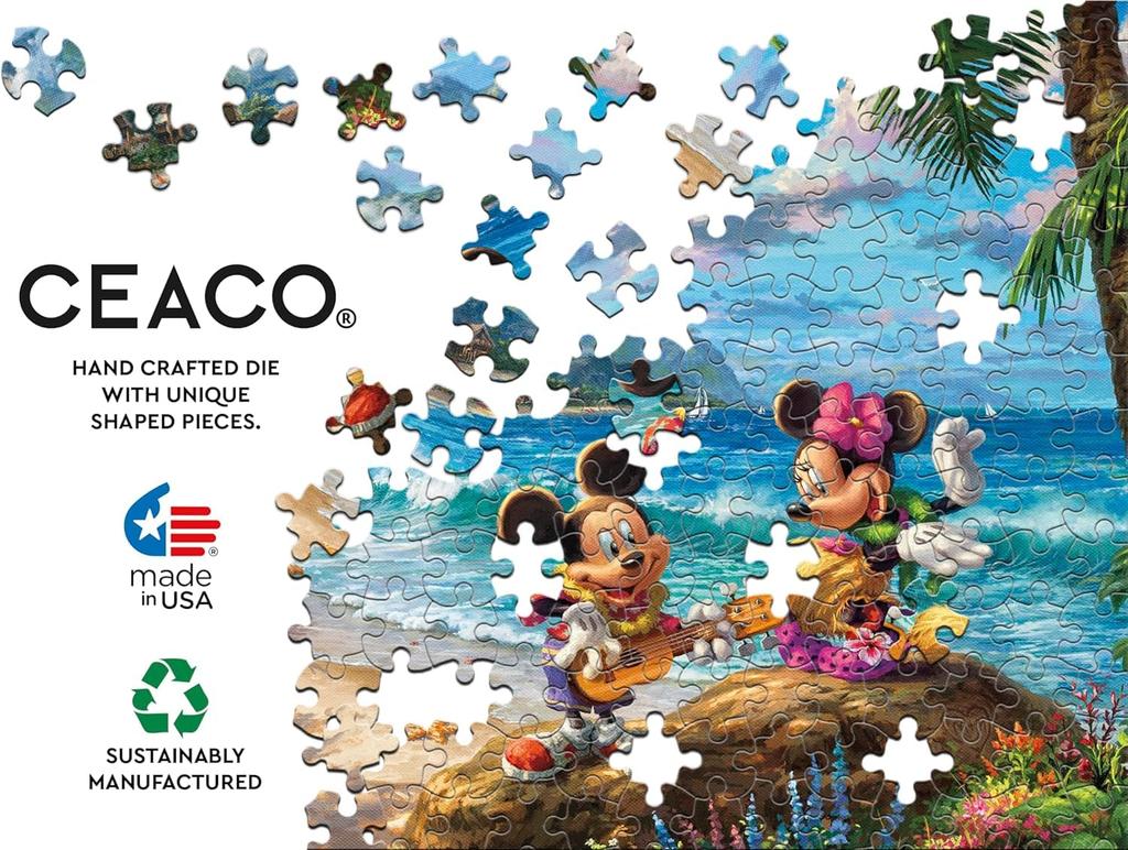 Ceaco - Thomas Kinkade - Disney - Mickey & Minnie In Hawaii - 1000 Piece Jigsaw Puzzle