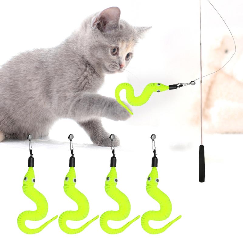 Intelligent Interactive Cat Toy Motion Activated Wack A Worm Post Toy With Tail Automatic Emerging from The Hole Teasing Cat Toy