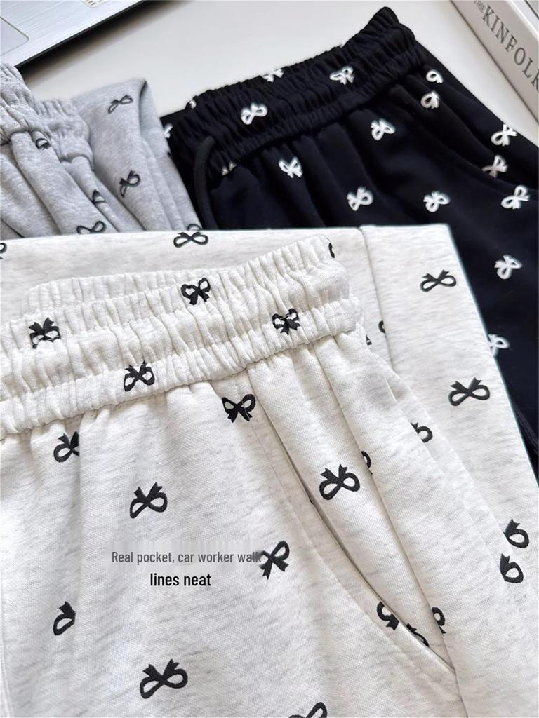 Women's High-Waist Wide-Leg Pants - Petite Spring/Autumn Casual Bow Detail