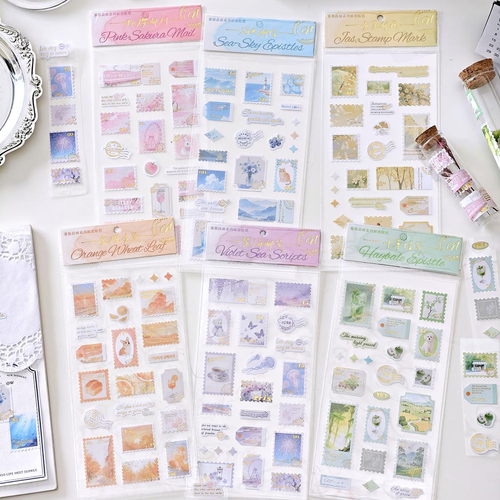 1 PC Kawaii Ins Japanese Style PVC Stamp Stickers Creative Decoration DIY Scrapbook Travel Diary Aesthetic Stationery Stickers