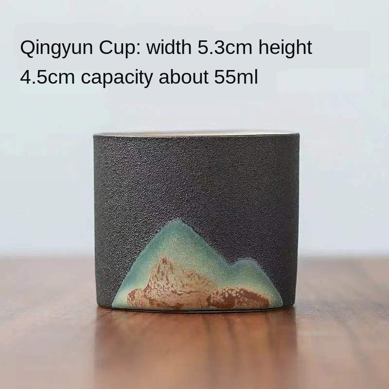 Hand-Painted Zen Tea Cup Handmade Retro Chinese Style Stoneware Master Cup Ceramic Kung Fu Tea Set Ceramic Cup Small