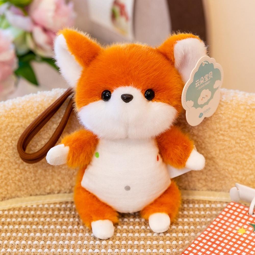 Plush Bag Pendant Charm Mini Pocket Size Fridge Sticker Portable Plush Animal Doll Desktop Fox