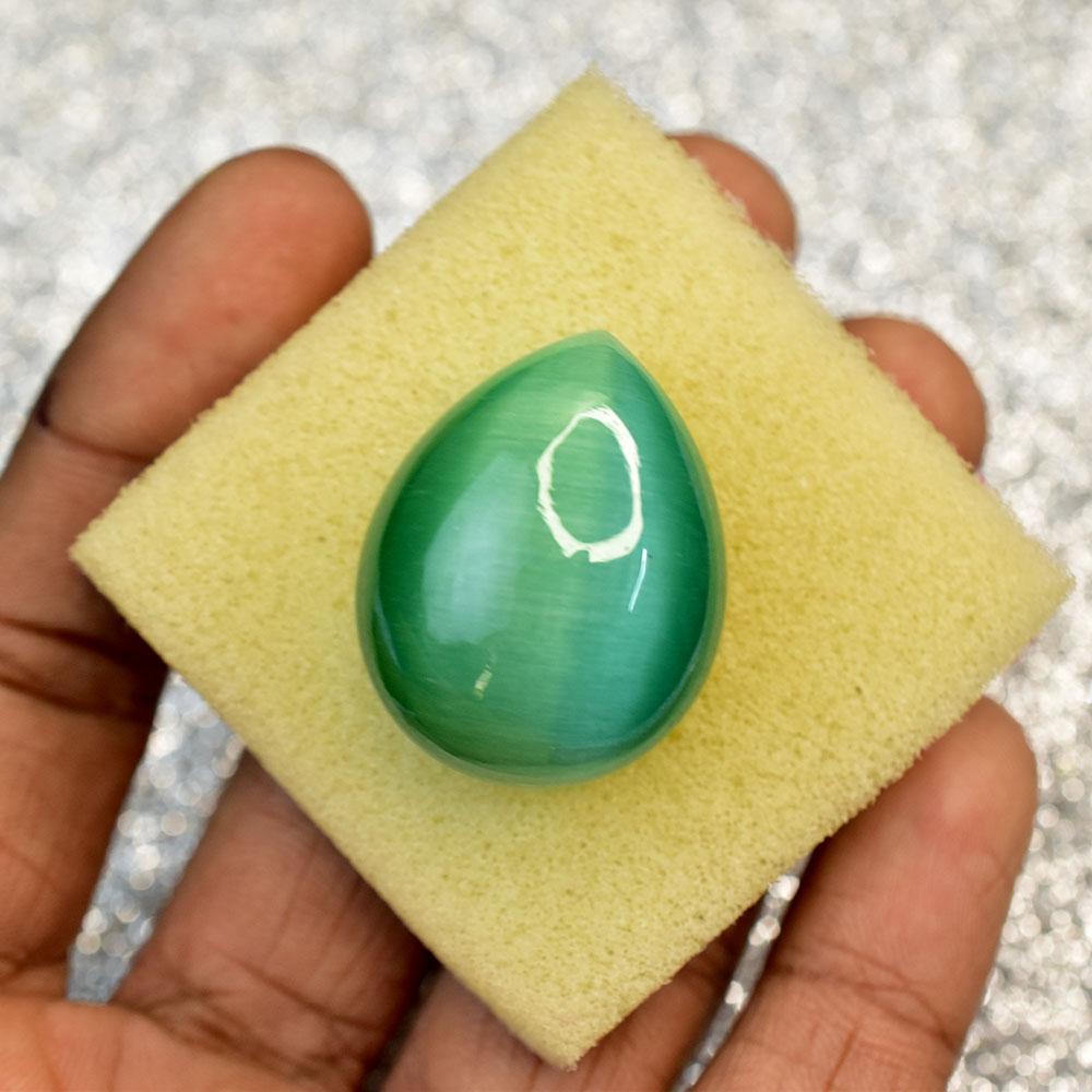 95.35 ct Green Pear Cabochon Shape Natural Cat'S Eye Loose Gemstone for Jewelry Making and Crafts