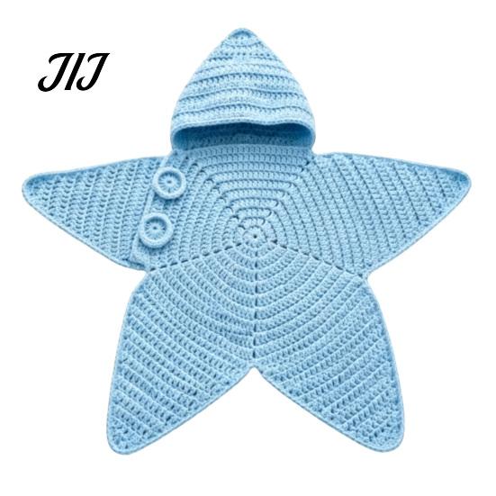 Seestern Schlafsack für Neugeborene Baby Schlafsack, Gestrickter Schlafsack mit Kapuze, Weiches Baumwollgarn Baby Wickeltuch Gemütliche Sternförmige Tragbare Decke, Neugeborene