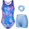 CHARMLEAKS Gymnastics Leotards for Girls Dance Unitards Shorts Outfits Activewear with Hair Scrunchie