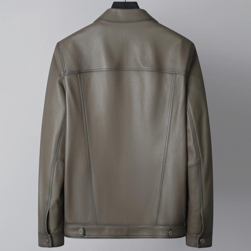 Leather Jacket Genuine Leather Lapel Genuine Leather Leather Jacket Men's Sheepskin Men's Jacket New Thin Leather Jacket High-end Spring and Autumn