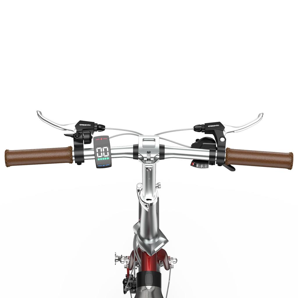OT02PRO, rosso/verde, potenza motore 250W, 36V, batteria staccabile 5.2AH, pneumatici 20*1.35 pollici, bicicletta elettrica da città, velocità massima 25KM/H