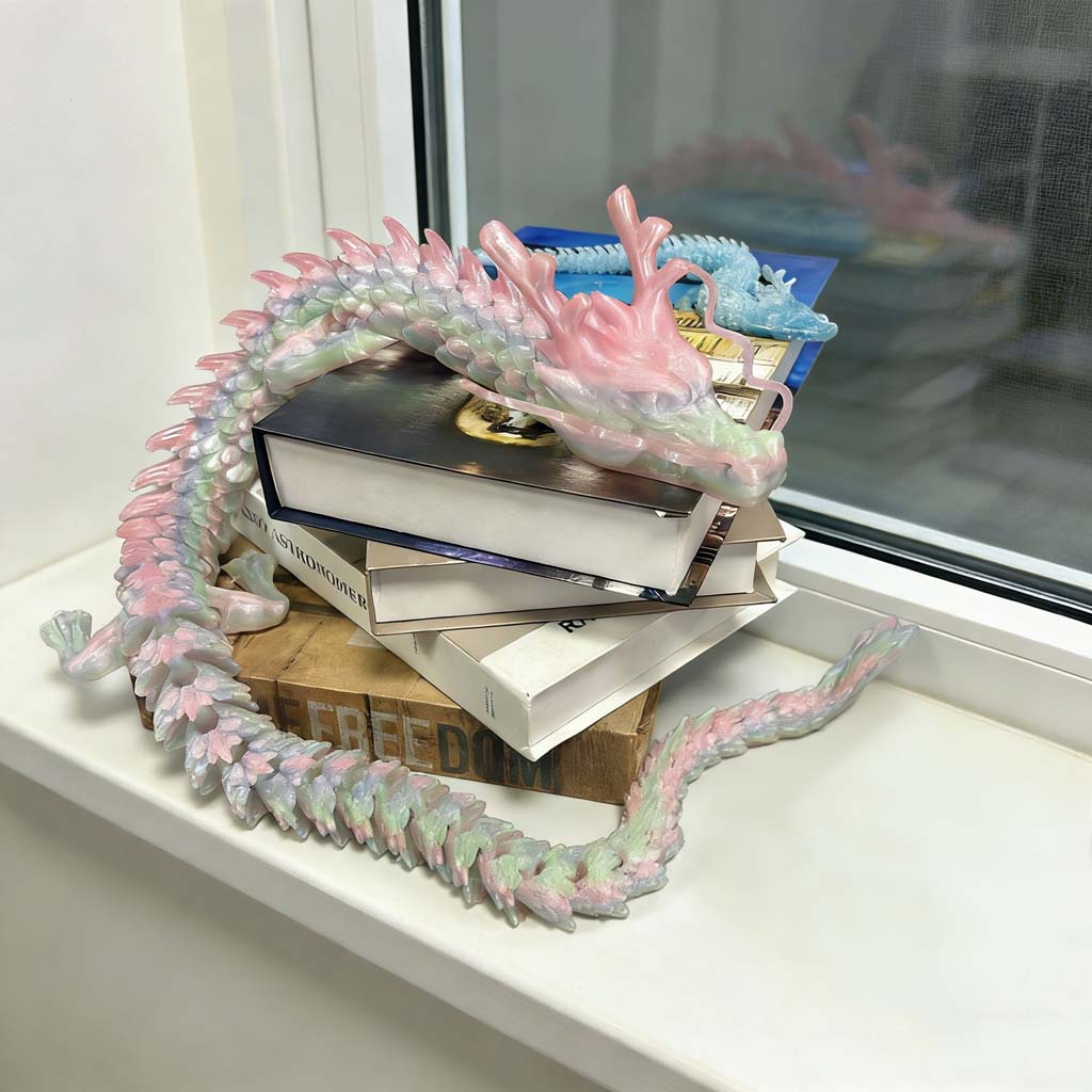 3D Printed Chinese Dragon Statue, Flexible 3D Printed Animal, Colorful Figurines Statue, 90Cm/35.43In,60Cm/23.62In,30Cm/11.81In