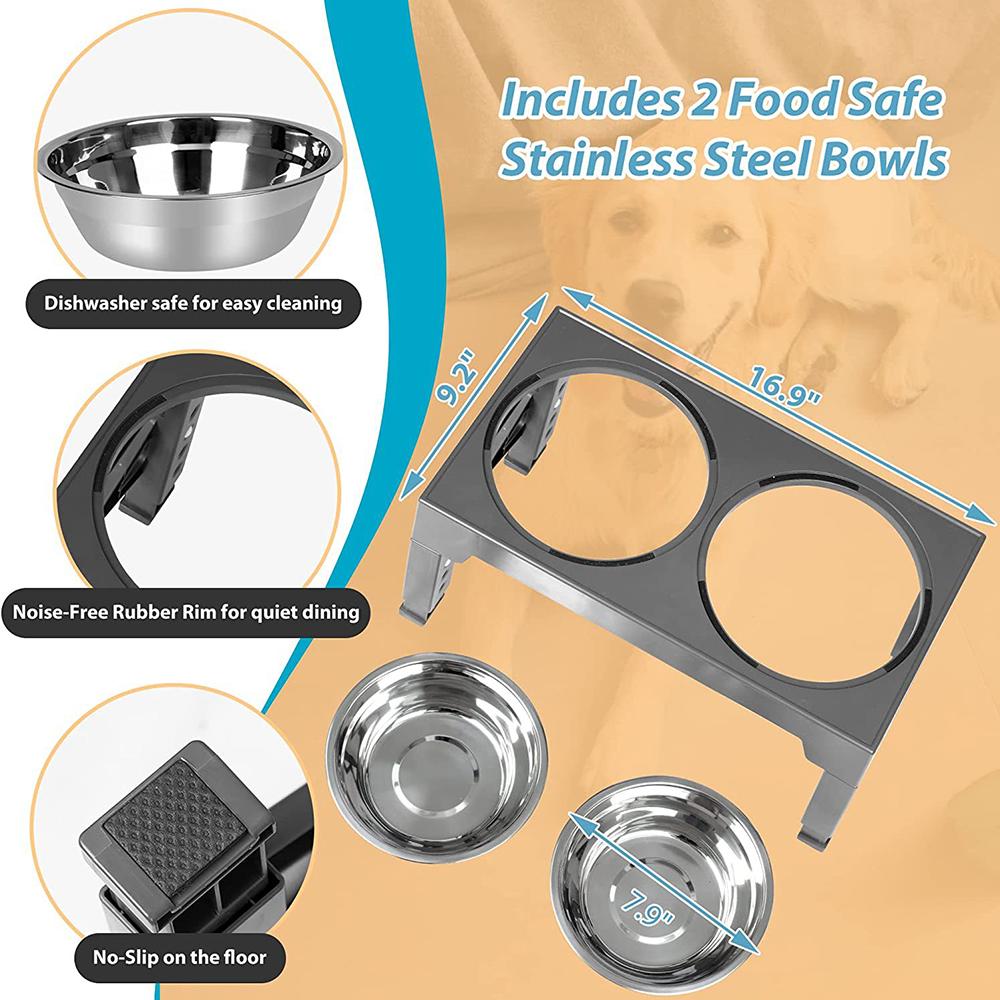 Height Adjustment Double-bowl Pet Bowls Large Capacity Foldable Pet Feeder For Small Medium Size Dog Cat