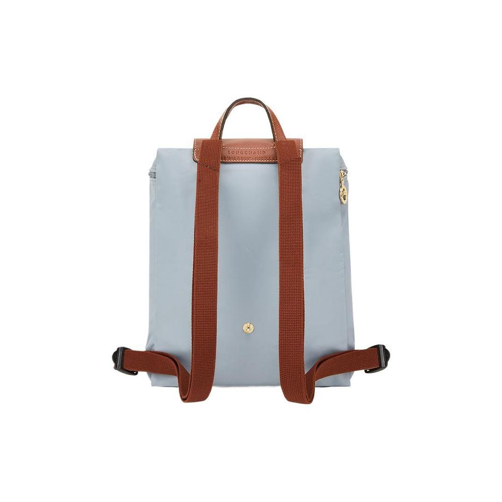 Longchamp Le Pliage Snap Zipper Closure Recycled Polyamide Canvas Backpack Women backpack Blue Brown 1699089P80