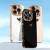 Square Mirror Plating Love Heart Phone Case For iPhone 14 13 Pro Max Plus 14promax 13promax Gold Frame Silicone TPU Cover Shell