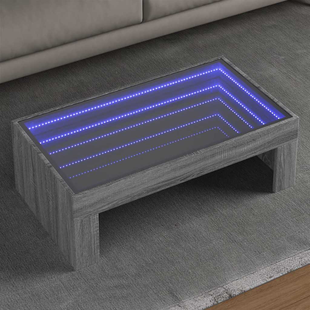 Infinity LED Coffee Table in Grey Sonoma 90 x 50 x 30 cm