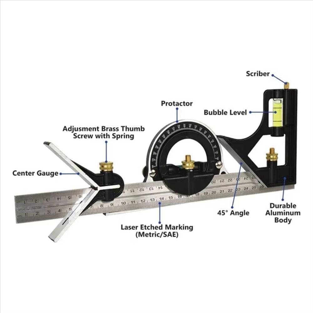 Verstellbares Winkelmaß 180 Grad Winkelmesser Quadrat Kombinationswinkelmesser Ingenieure