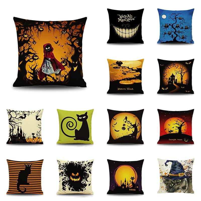 Stylish Invisible Zipper Halloween Cushion Cover For Sofa And Bed