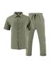 Men's Linen Beach Casual Set: Short Sleeve Shirt & Long Pants Summer Collection