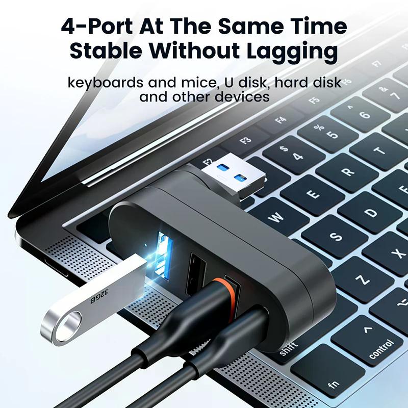 Rotatable USB HUB USB3.0 2.0 Type C HUB USB Splitter 4 Ports Multiple Expander For Computer Laptop MacBook U Disk Data Transfer