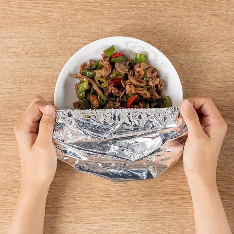 5/10/20/30/40/50 Pcs Aluminum Foil Food Preservation Covers Heat Retention Dust Proof Odor Proof For Leftover Storage Fits Bowls