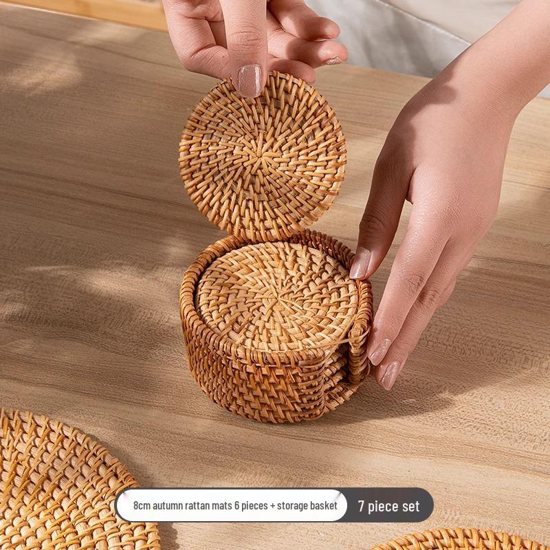Rattan Heat-Resistant Trivet: Anti-Scald Pot & Bowl Mat, Coaster, and Teapot Holder for Dining Tables
