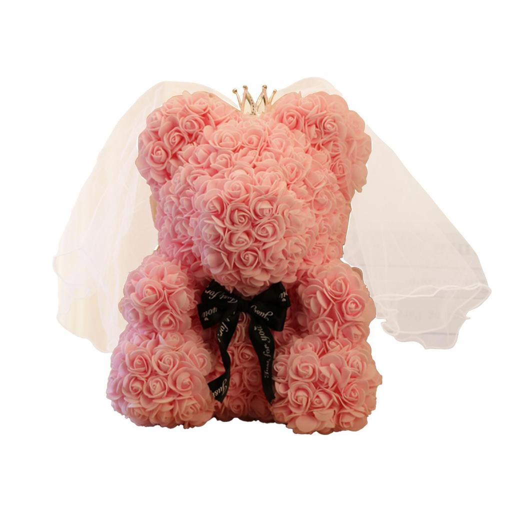 Eternal Flower Crown & Veil: Rose Bear Gift Box for Birthdays, Valentine's, Qixi, & Christmas