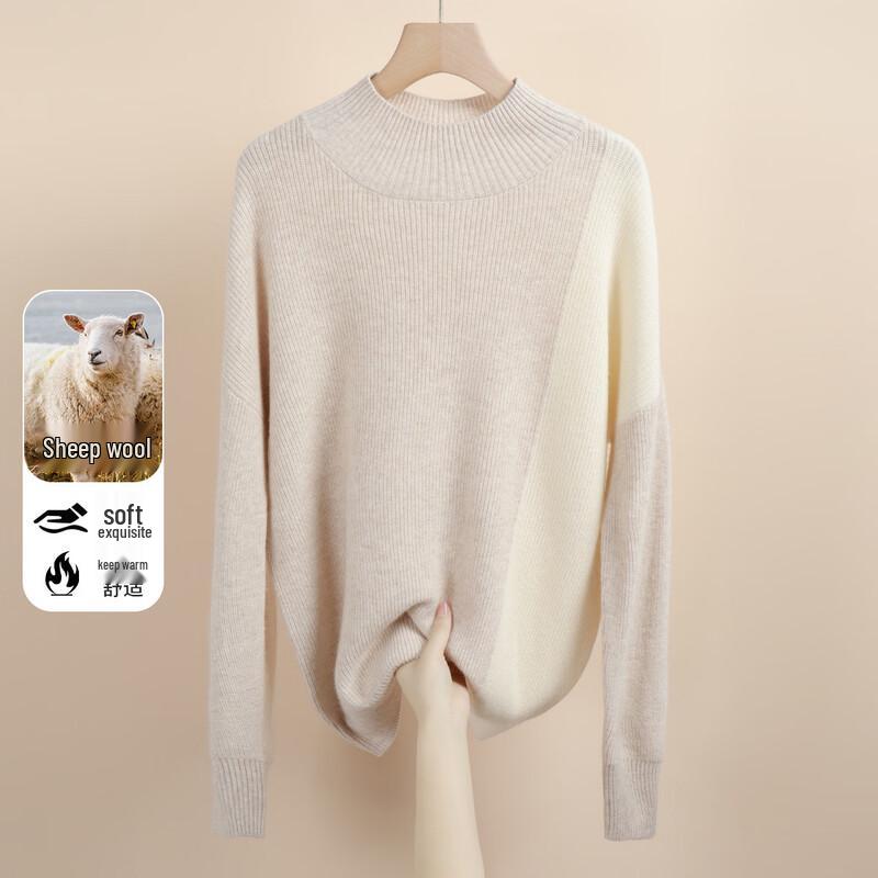 SNOWFLYING Женский свитер оверсайз с полувысоким воротником из смесовой шерсти крупной вязки M