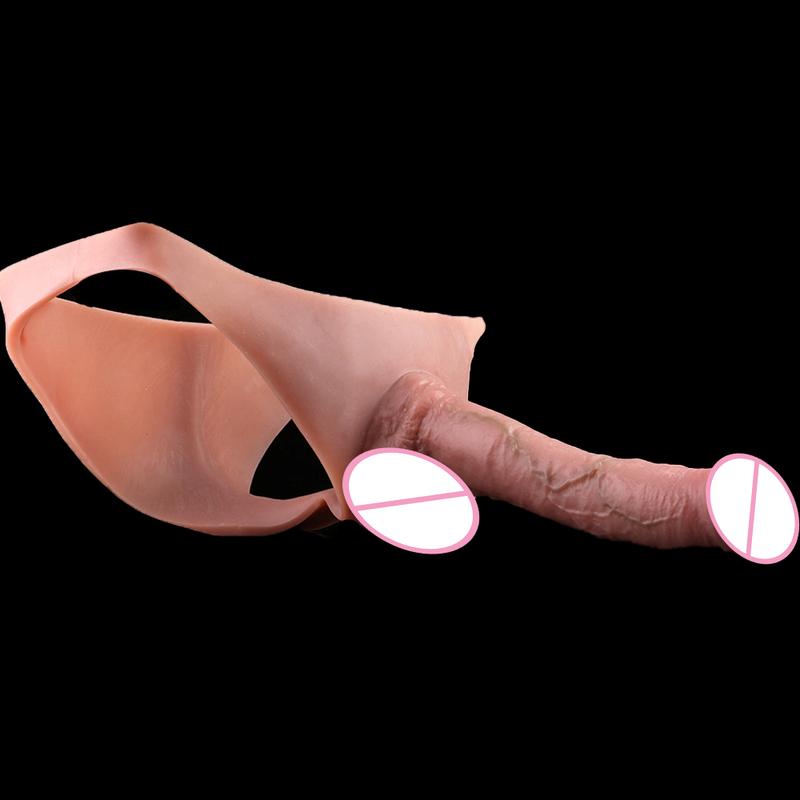 SXXY Skin Feeling Briefs&Boxer shorts Pants With Large Hollow Dildo Realistic Male Strapon Penis Sleeve Adult Sex Game