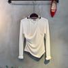 C S In The Room Women Umi aSymmeTriC Layered PleaTed STreTCh Round neCk T ShirT 
