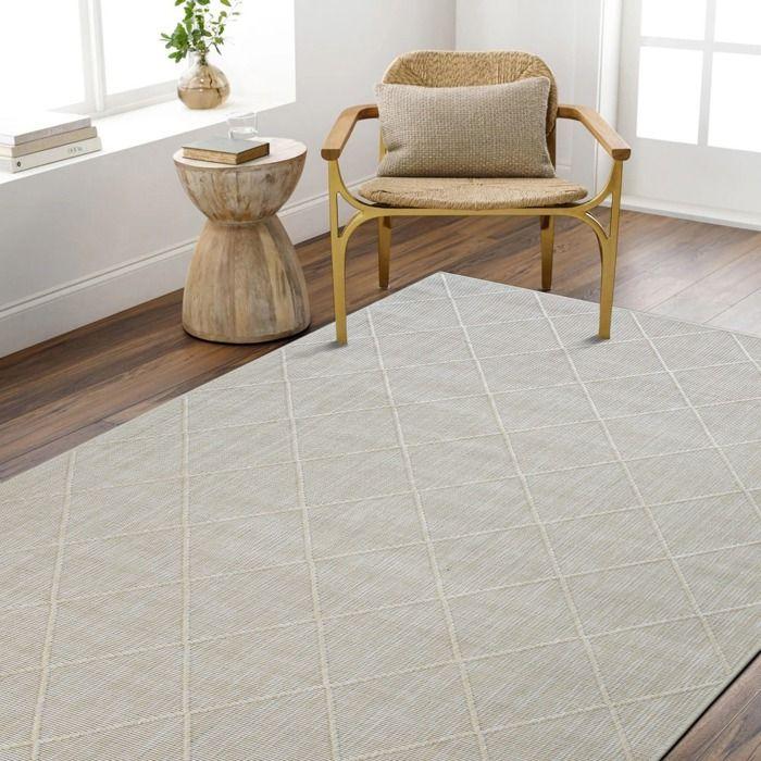 Tapis moderne à motif losange beige 80x150