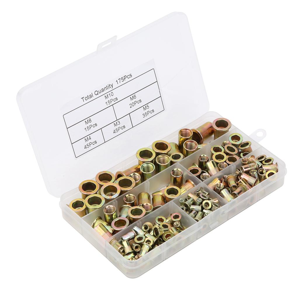 175Pcs Rivet Nut ColorPlated Zinc Steel M3456810 Metric British System Combination