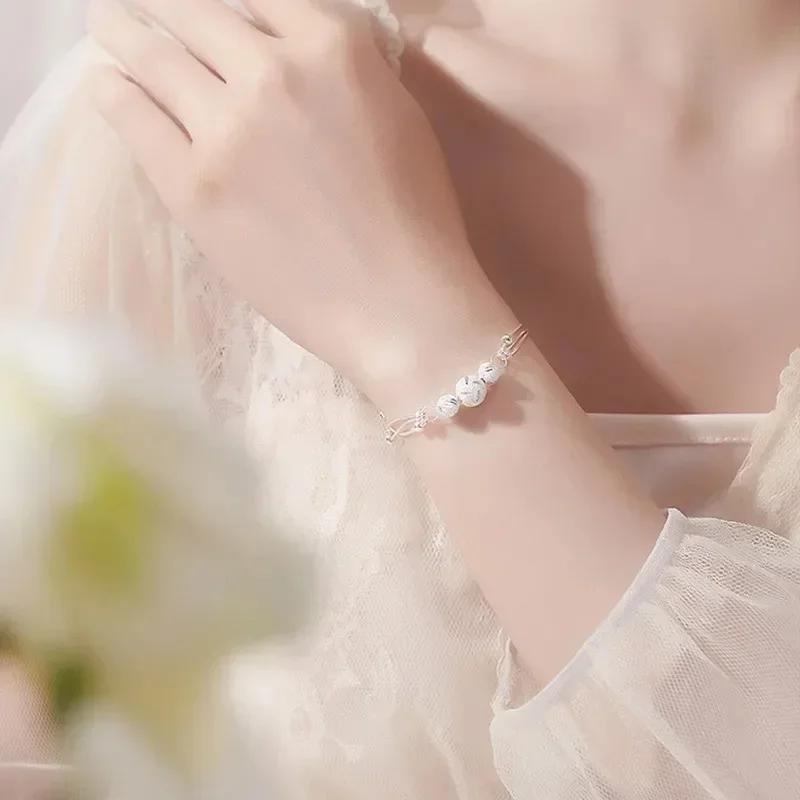 Fine 925  Silver Lucky Beads Bracelets For Women Luxury Designer Multilayer Adjustable Bracelet Party Wedding Jewelery