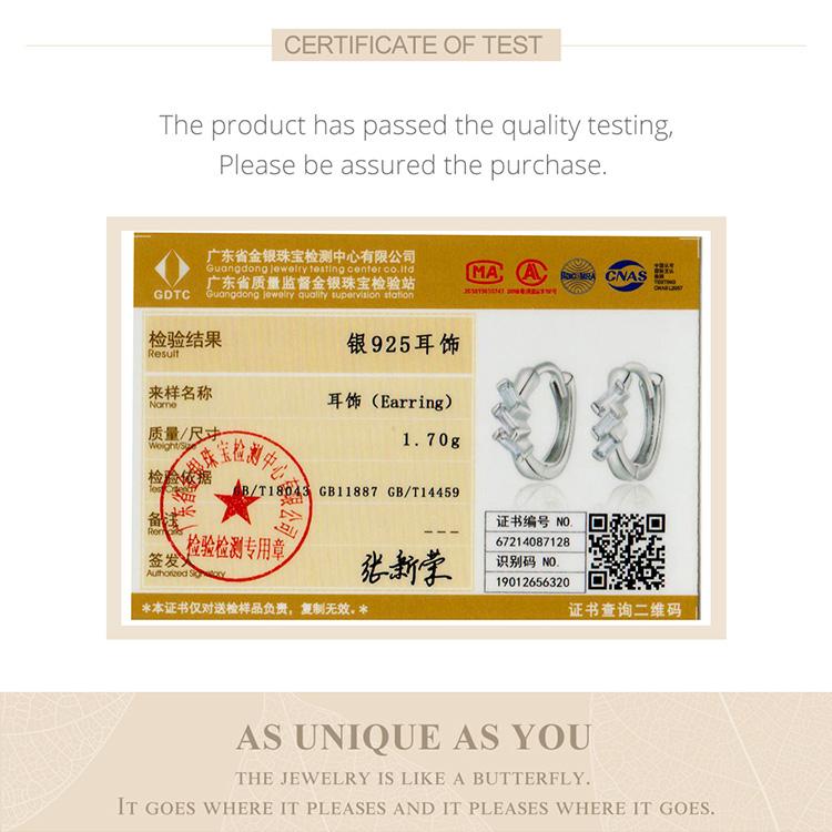 WOSTU 925 Sterling Silver Hypoallergenic Earrings Simple Geometric Triangle Cubic Zirconia Women Ear Buckles