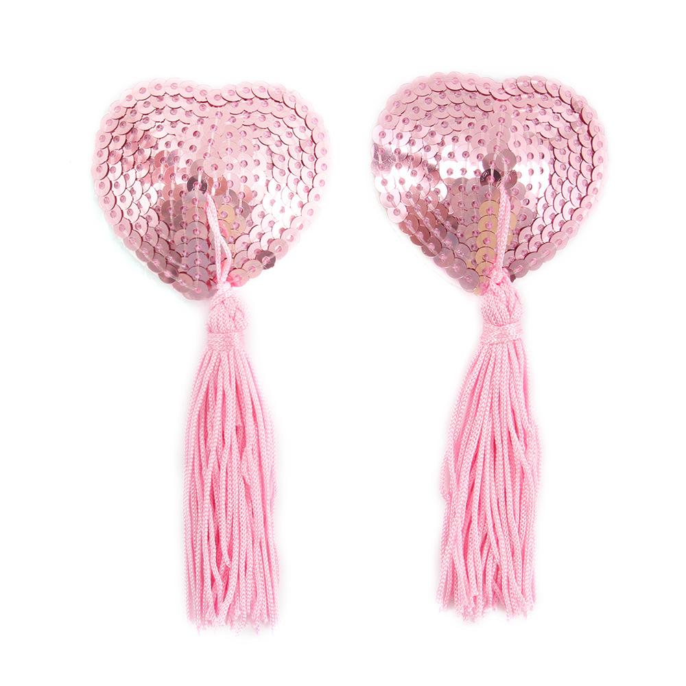 Nipple Stick the Guillotines Women's Adhesive Bra Women's Sexy Tassel Heart-Shaped Sequins Breast Pad Silicone Direct Supply