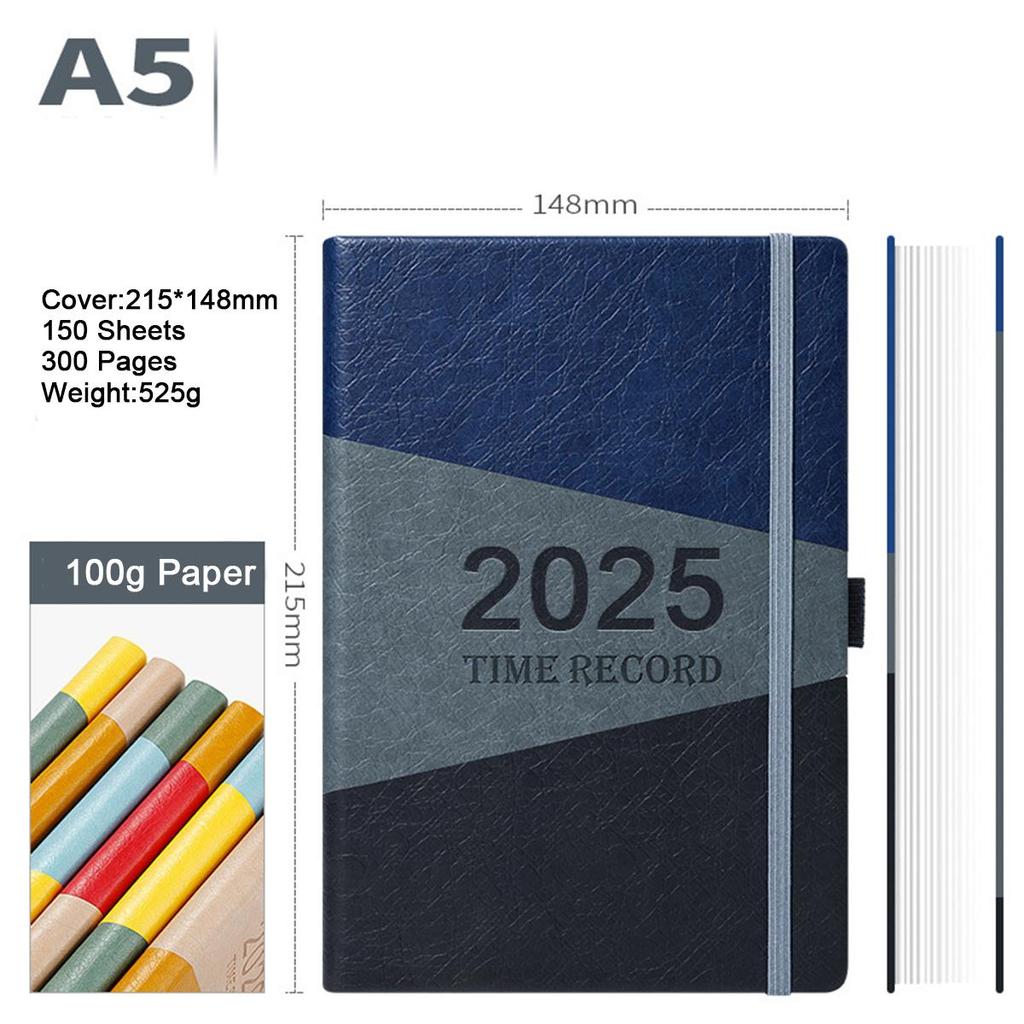 A5 verdickter Business-Notizblock aus Leder, Arbeitsnotizbuch, Besprechungsprotokollbuch, Tagesplaner 2025, Studiennotizen für Studenten, Tagebuch, 150 Blatt