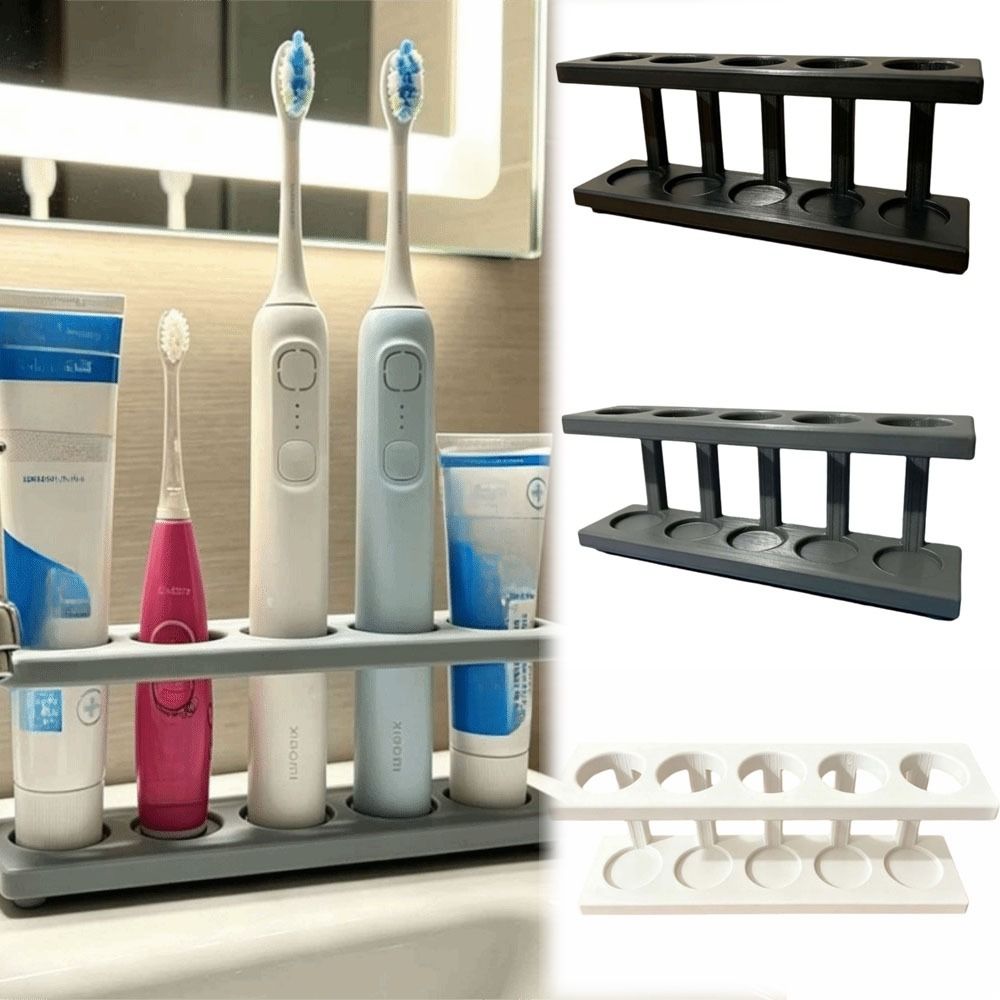 No Drilling Toothbrush Holder Multi-Slot Design Storage Rack Pencil Holder Bathroom Countertop