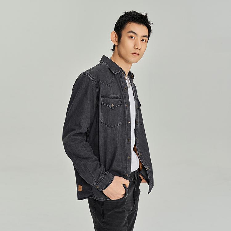 Lee Solid Color Polo Denim Shirt Men tops LMT006304100342A03941