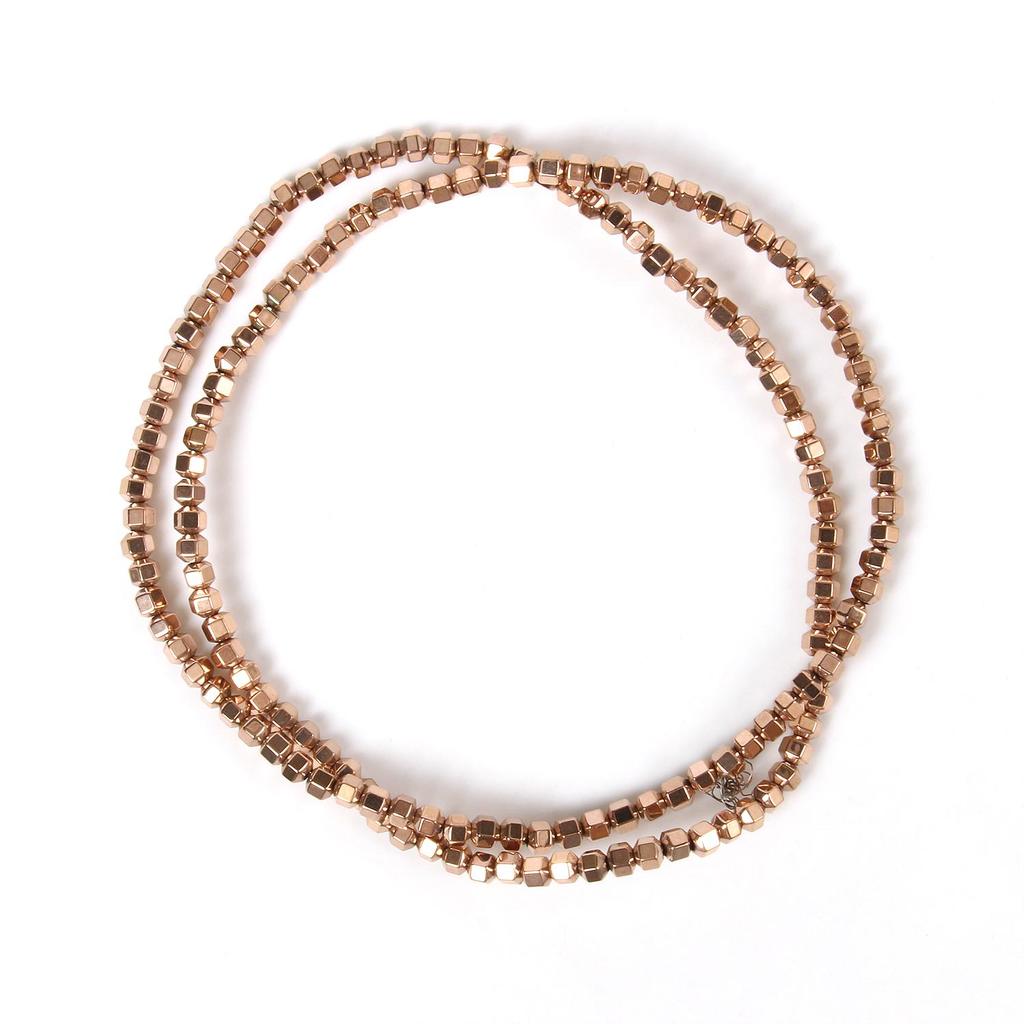 Handgefertigte Bastelfarbe, rosévergoldete Hämatitperlen, natürliche Rondelle-Perlen für Schmuckherstellung, DIY-Charms, Armband-Zubehör, 38,1 cm