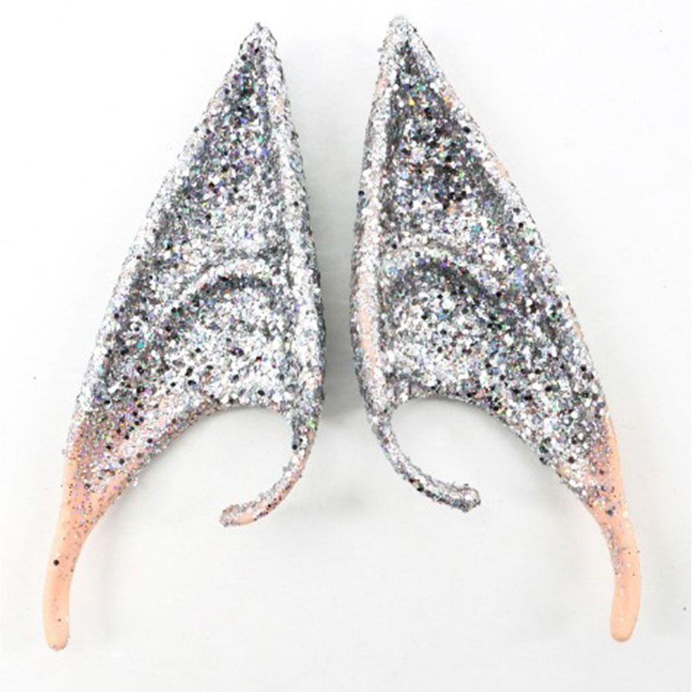 

Props Christmas Angel Elf Ears Women Cosplay Accessories Glitter Latex Ears Imitation Makeup Props 10cm розовый/серебряный
