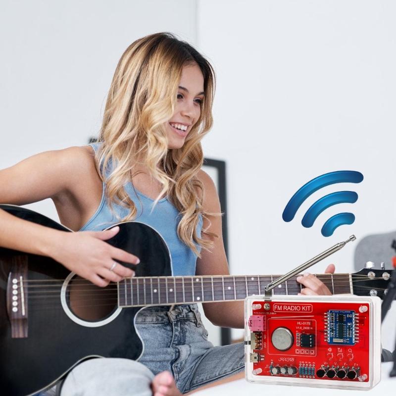 RDA5807 Standard DIY FM Radio Kit 87-108MHz Acrylic Case Optional Soldering Practice for Learning and Teaching