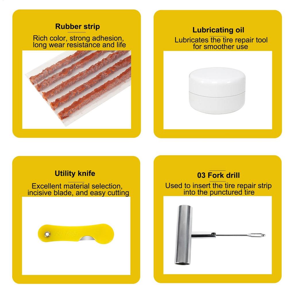 Tire Patch Kit, Tire Repair Kit with Plugs - Heavy Duty Tire Patch Kit