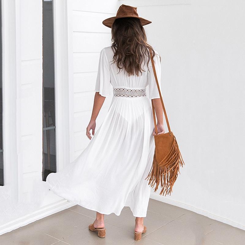 Schickes Damen Spitzen-Häkel-Strandkaftan-Kleid für mühelosen Sommerstil
