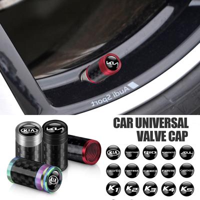 4 Stück Metall Kohlefaser Auto Rad Reifen Ventilkappen Ventilschaftgehäuse Zubehör für Rio 3 Soul Picanto EV6 Niro