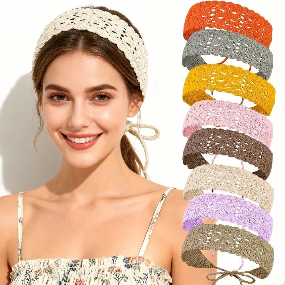 Fascia per capelli fatta a mano Fazzoletto da testa floreale Fascia per capelli a maglia retrò
