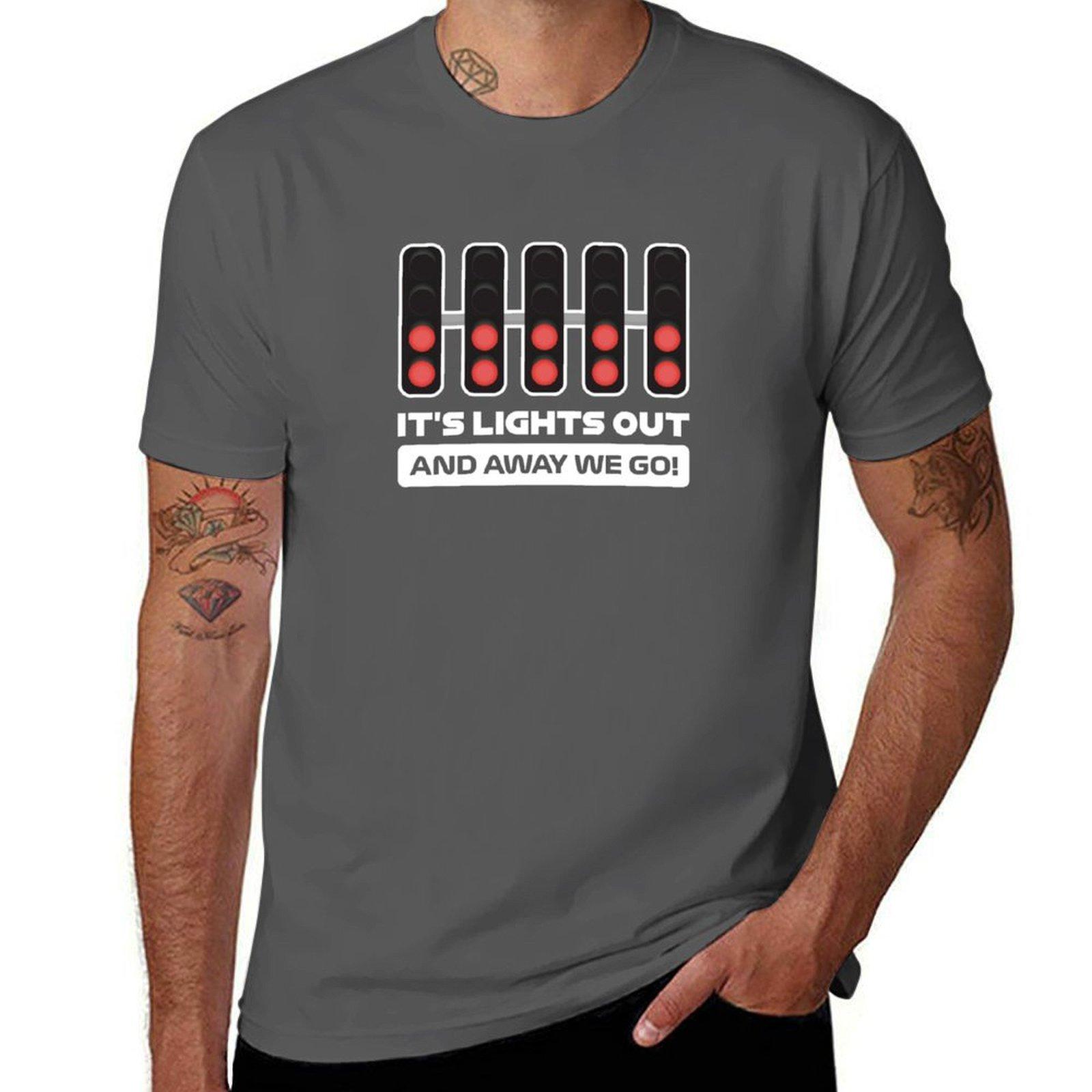 

Its Lights Out and Away We Go Version 2 Light Blue BG TShirt Work Wear Simple Tee Shirt 4XL