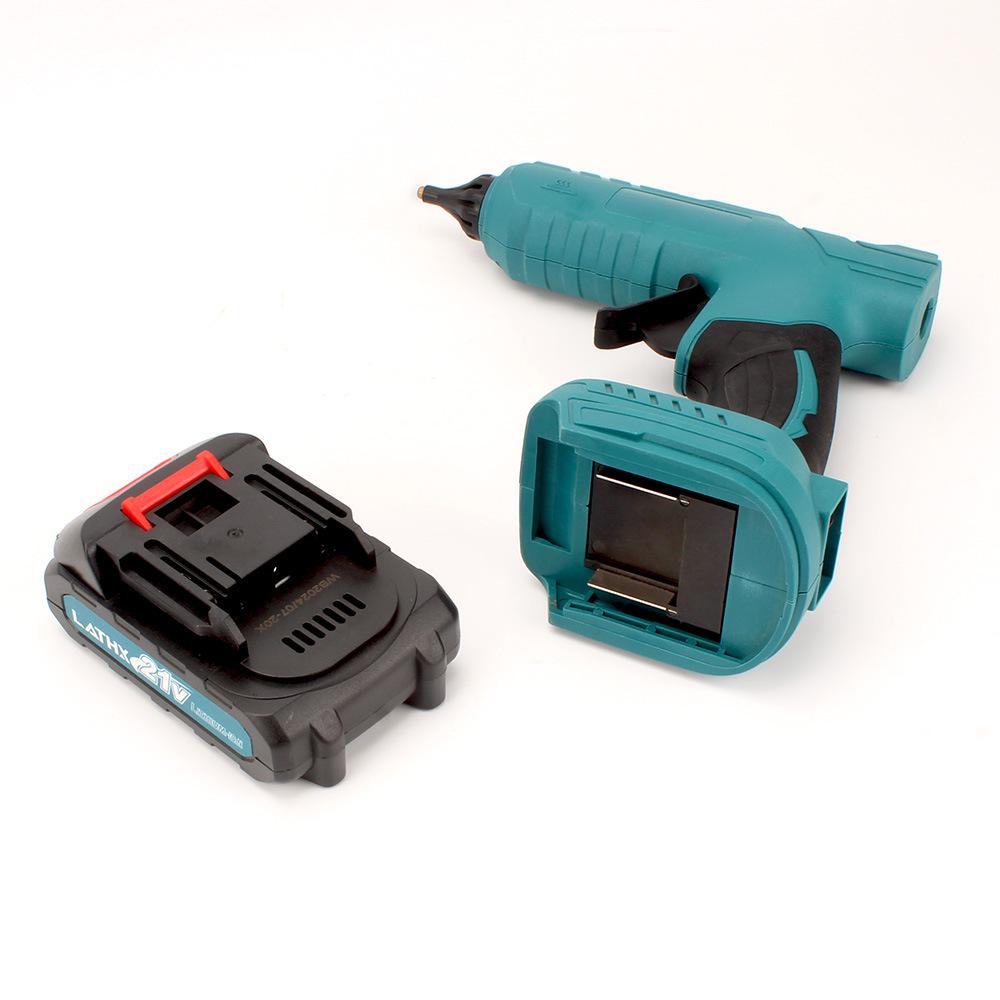 Makita-Style 18V Cordless Hot Melt Glue Gun with Cross-Border Rechargeable Lithium Battery - Compatible with 11mm Glue Sticks for Home Crafts.