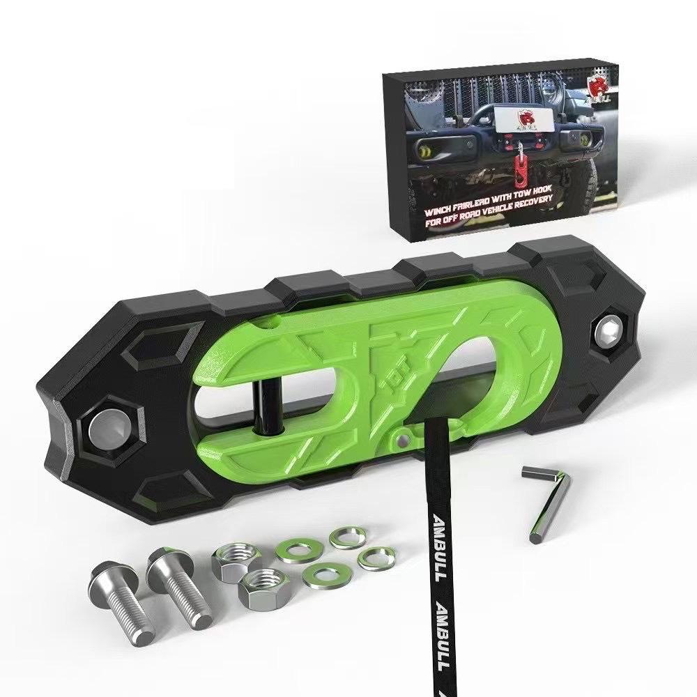 Towing Winch Fairleads with Tow Hook 15T 10 Inch Mount Hole for Synthetic Rope Electric Winch Offroad Vehicle Recovery Accessory