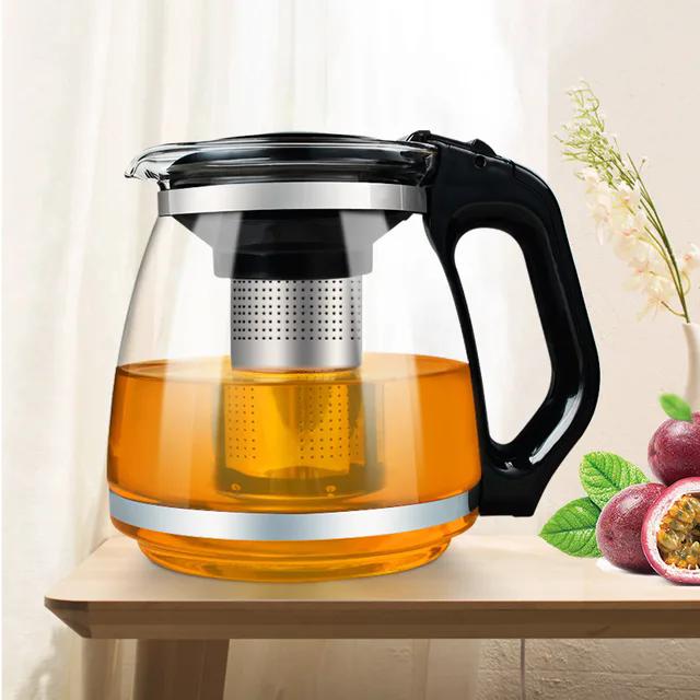 1500Ml Heat Resistant Glass Teapot Infuser Transparent Teapot Cup Puer Oolong Drinkware Home Office Glass Flower Tea Maker