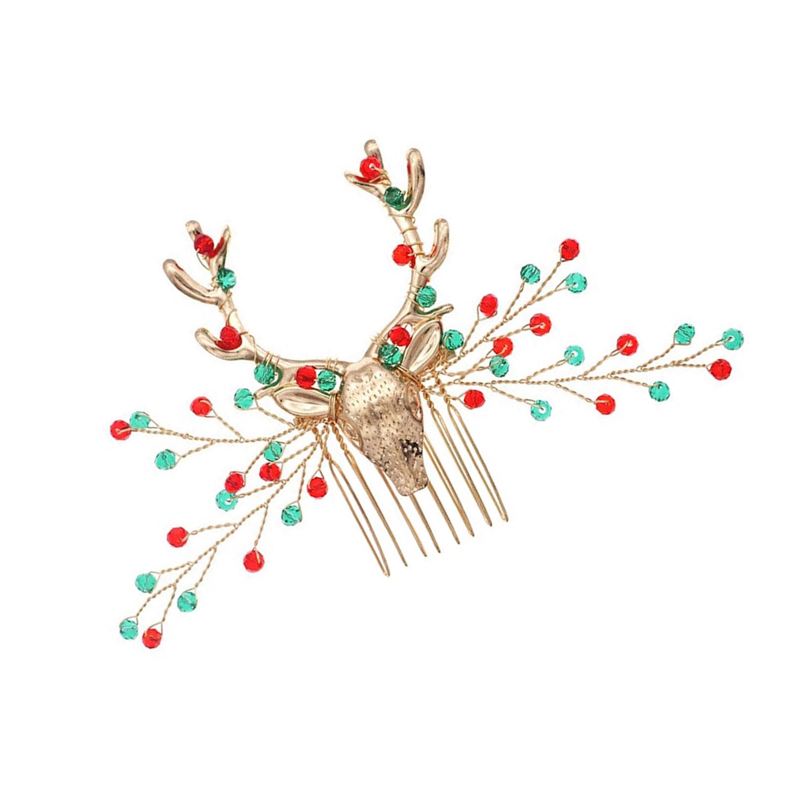 

Рождественская заколка для волос в виде оленя, расческа для офисной вечеринки, рождественская заколка для волос в виде рогов оленя, праздничный головной убор для семейного торжества A
