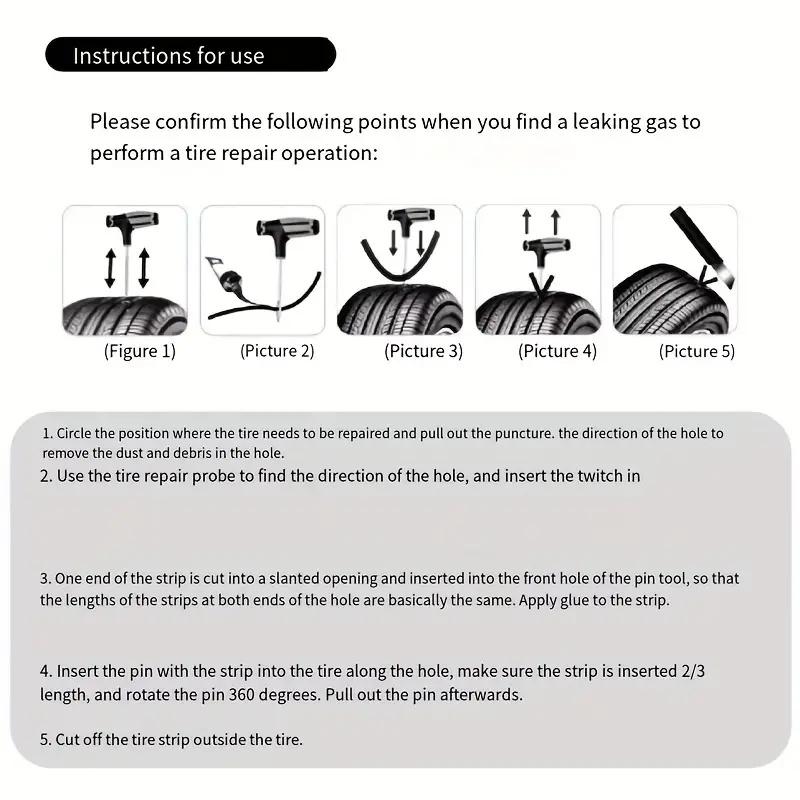 4 Pcs Fixm Tire Repair Kit, Tire Repair Tools To Fix Punctures and Plug Flats Patch, Flat Tire Puncture Repair Kit for Cars