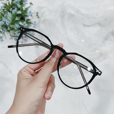 Okrągła oprawka okularowa TR90 z wstawką z ryżu, blokująca niebieskie światło, modne zwykłe szkła, proste retro okulary dla kobiet