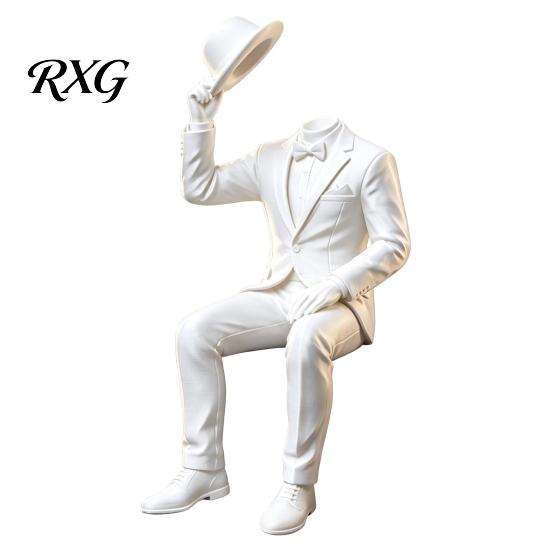 3D Printed Home Decor Sitting Gentleman Ornament, Minimalist Abstract Faceless Figurine, Elegant Shelf Edge Figurine Aesthetic Art Sculpture