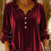 European and American women's clothing new solid color women's velvet ruffle edge collar long-sleeved V-neck top